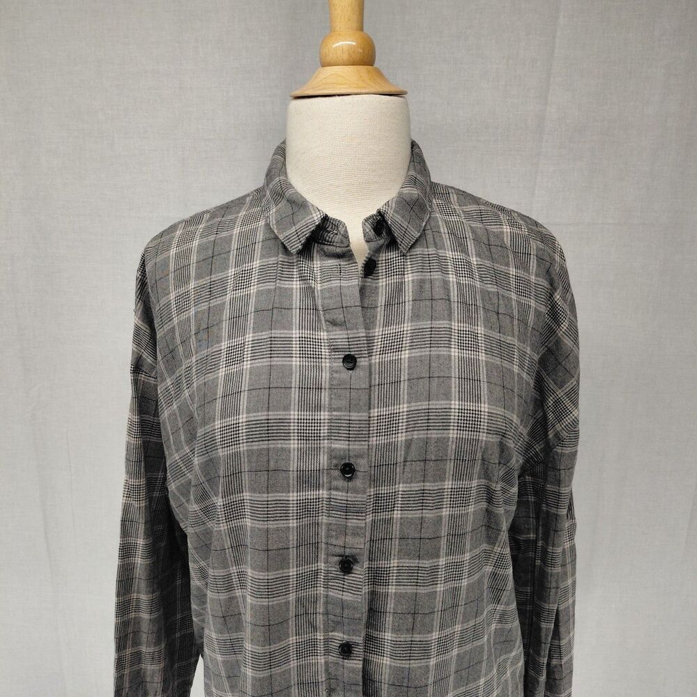 Madewell LS Plaid Westlake Boxy Button-up 100% Cotton Gray Size XL - Picture 3 of 9